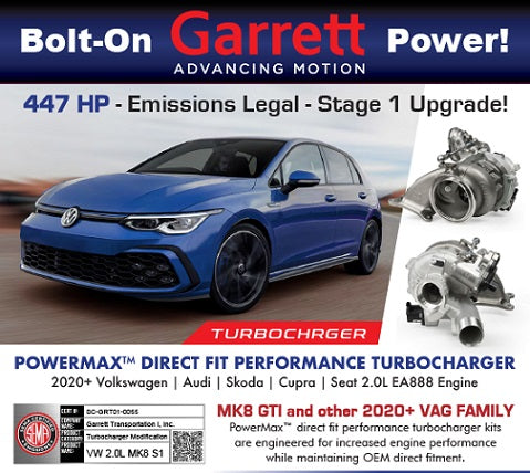 VW MK8 GTI Garrett PowerMax Stage 1 Upgrade Turbocharger - Mic Turbo