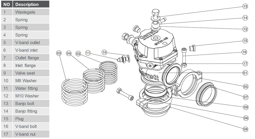 Garrett GVW-45 External Wastegate Kit 45mm - Mic Turbo