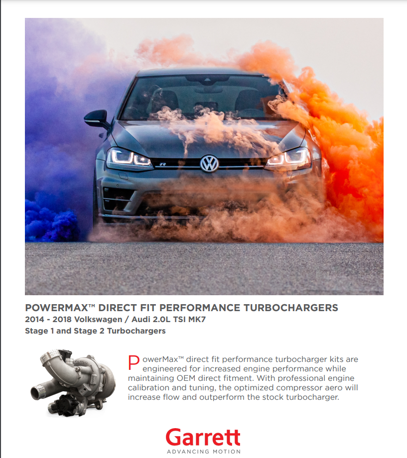 Garrett PowerMax Stage 2 Turbo Upgrade VW/Audi Mk7/7.5 Golf / GTI / R / A3 / S3 / Mk3 TT / TT-S - Mic Turbo