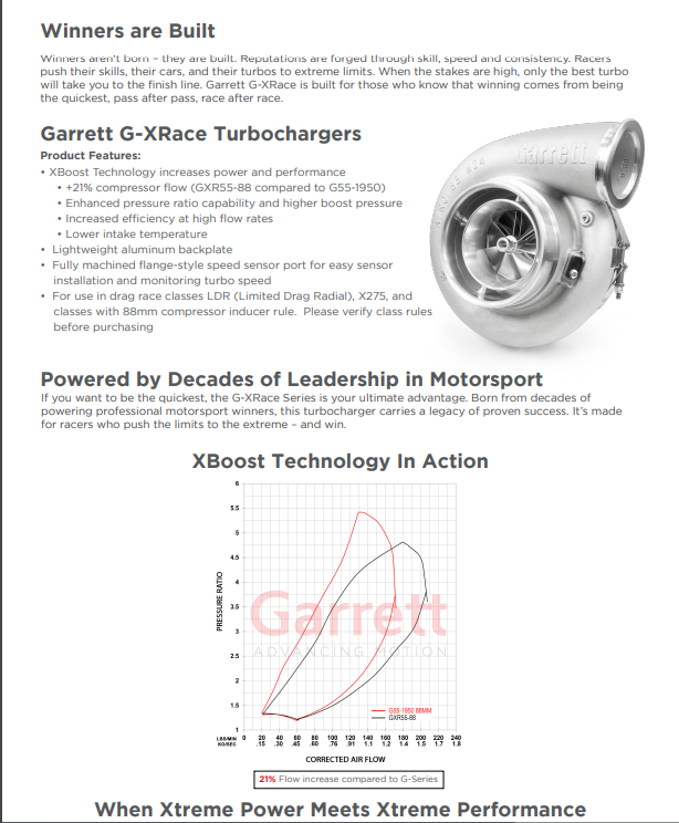 Garrett G-XRACE GXR55-88mm GXR55-0.25" PS 103TW Class X275 Turbocharger - Mic Turbo
